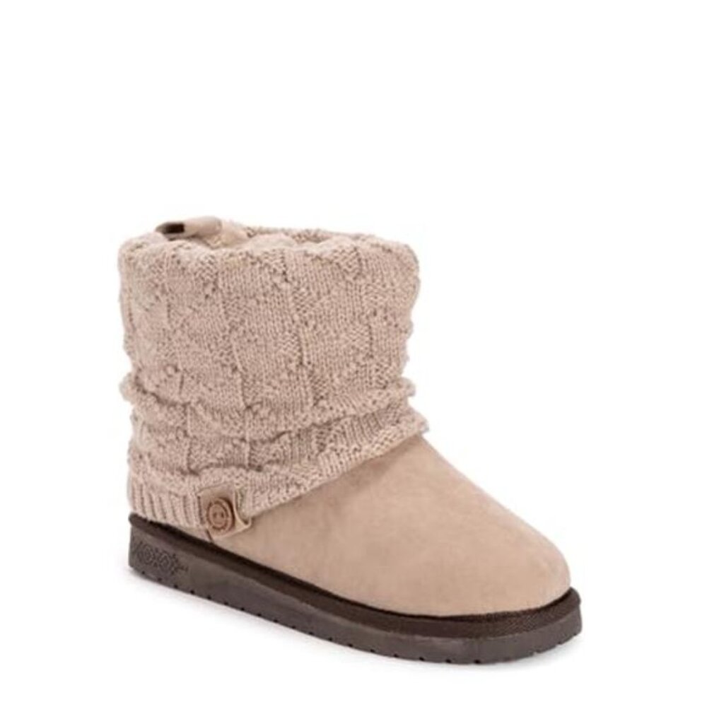 Womens Faux Fur Lined Boots Winter Knit Faux Suede Slip On Flat Cold Weather Sho